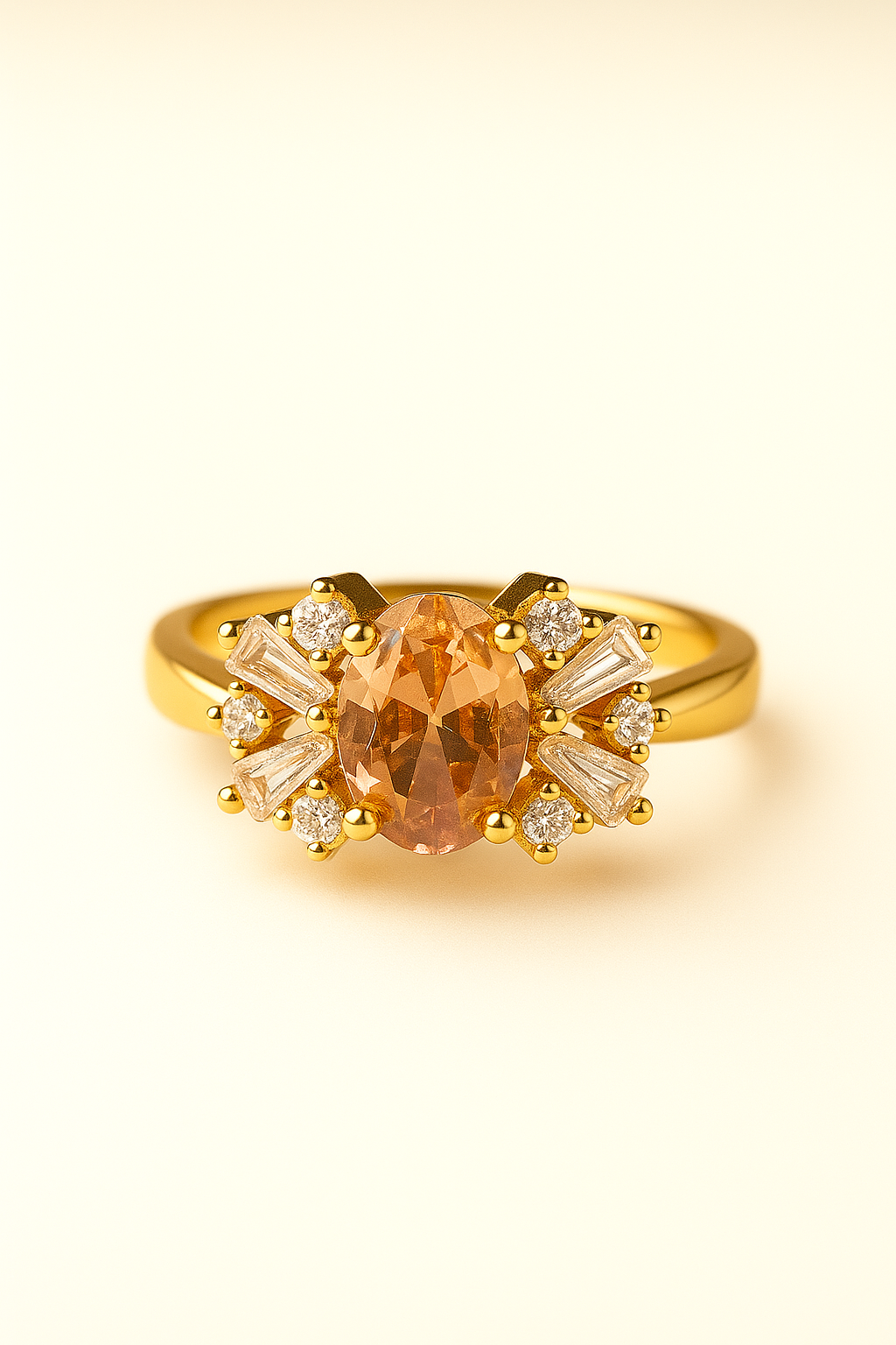 Royal Blue Solitaire Ring with Crystal Halo