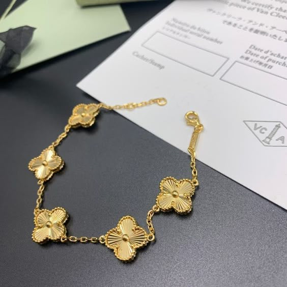 Van Cleef & Arpels Alhambra 18k Yellow Gold 4-Leaf Motif Jewelry Set